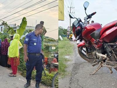 ত্রিশালে স্বামীর মোটরসাইকেল থেকে পড়ে স্ত্রীর মৃত্যু, স্বামী আহত