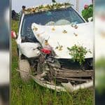রেলক্রসিংয়ে বরযাত্রীর প্রাইভেটকার, ট্রেনের ধাক্কায় ছিটকে পড়ল ধান ক্ষেতে